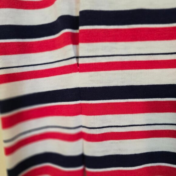 Innervisions 6 Vintage Nautical Red Black White Button Down Crew Neck Capped Top - Picture 3 of 4